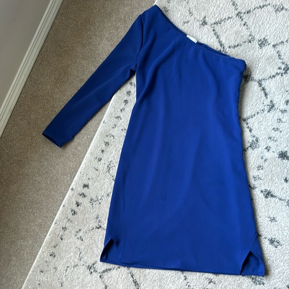 C/F Single sleeved, angled neckline, short cobalt blue dress. Size small. - Picture 1 of 2